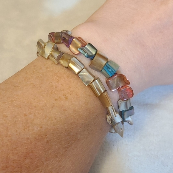 Stone bracelets vintage multi color faux 2 pack - Picture 1 of 3
